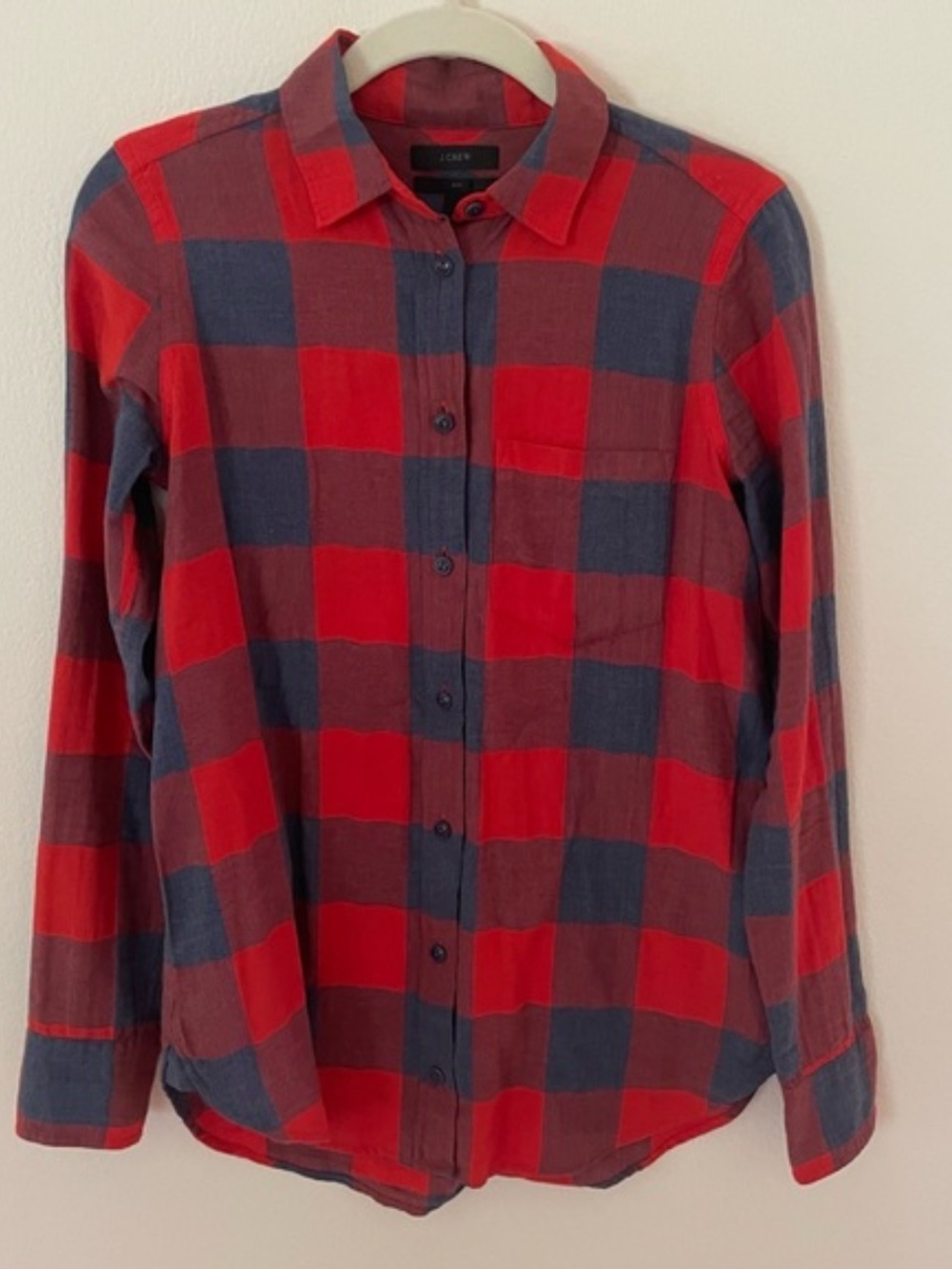 J. Crew Red and Blue Plaid Button-Down Shirt